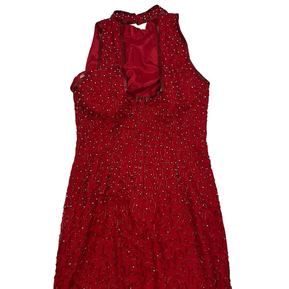 Pappel Boutique Evening Vintage Silk Long Formal Beaded Gown Women's Size 6 - Picture 4 of 11